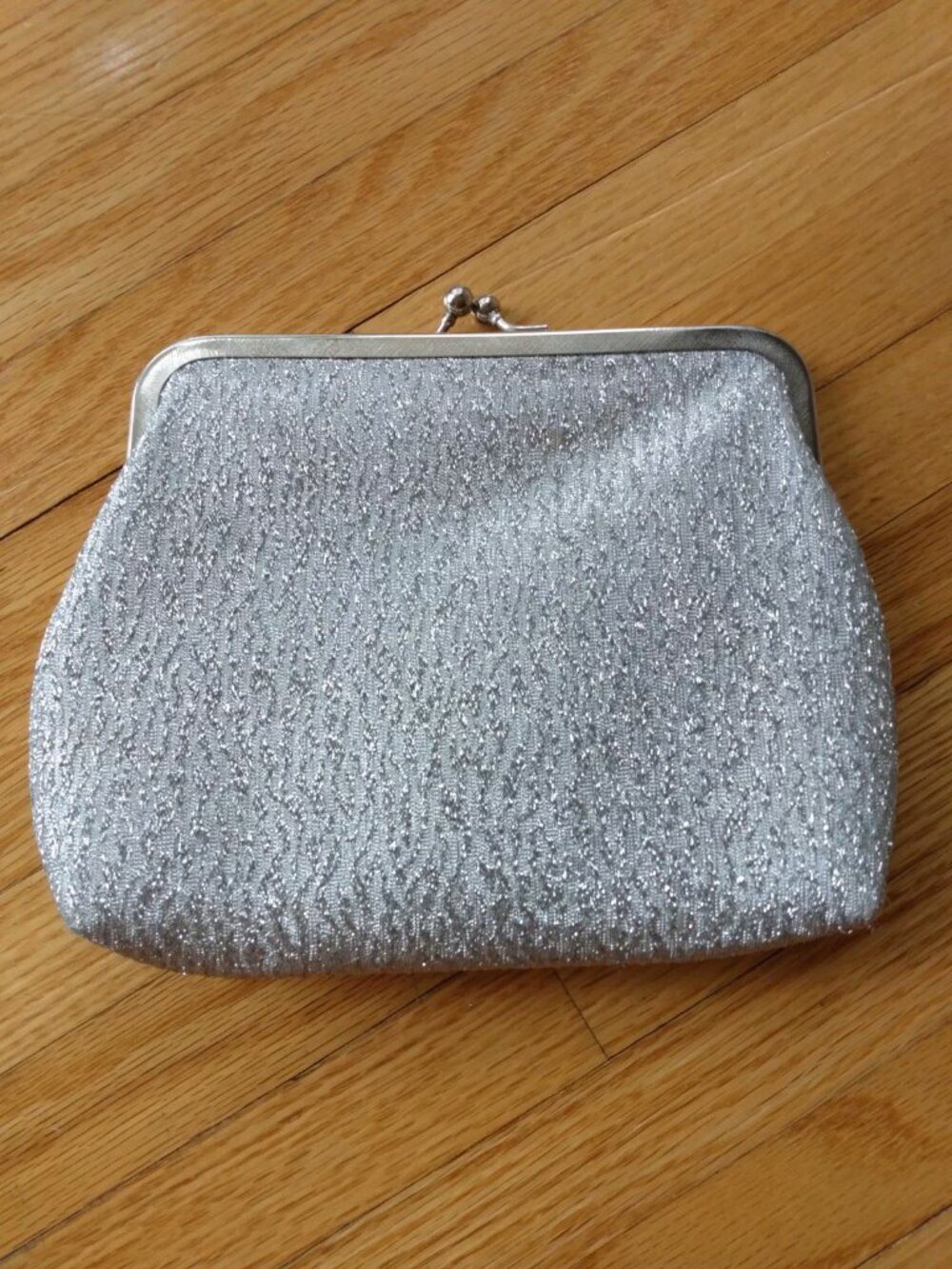 Vintage Silver Lame Evening Bag Kisslock Clutch Purse Rockabilly Retro Glamor